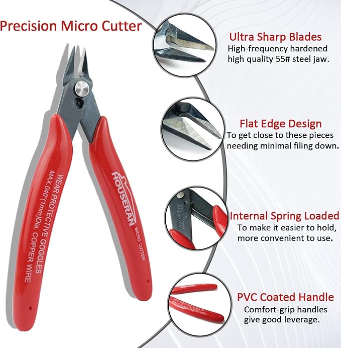170 Wire Cutters, 10 PACK, 5 Inch Micro Flush Cutter, HOUSERAN Small Wire - Image 3