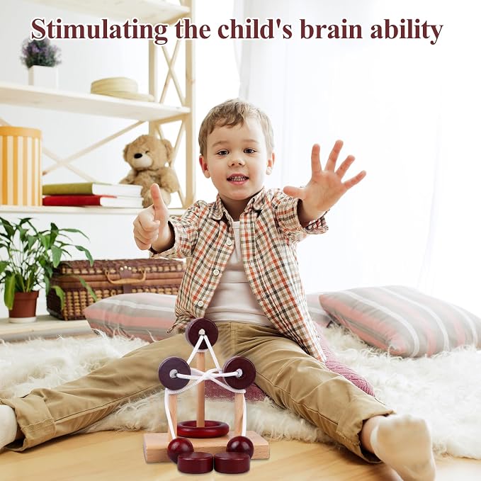 10 PCS Wooden Rope Puzzle Set Brain Teasers Puzzles Mind Toys - Image 5