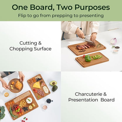 Butcher Block 2-Pcs Carbonized Bamboo Cutting Board Set - Image 3
