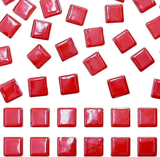 50 Pieces Red Mosaic Tiles for Crafts 1" Ceramic Tiles Assorted Colors Square by SMANTA