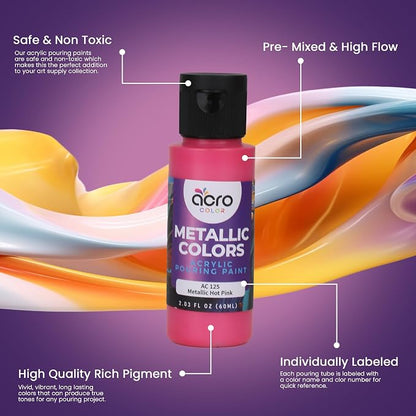 Acrylic Pouring Paint Set | 30 Vibrant Colors Including An Array Of Metallic - Image 2