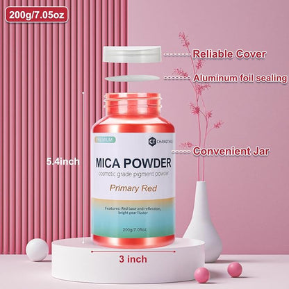 Mica Powder, 7.05OZ（200g）, Primary Red Mica Powder Pigment - Image 3