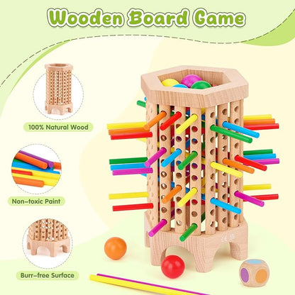Montessori Game Wooden Board Game, 36 Colorful Wooden Sticks Dice Game - Image 5