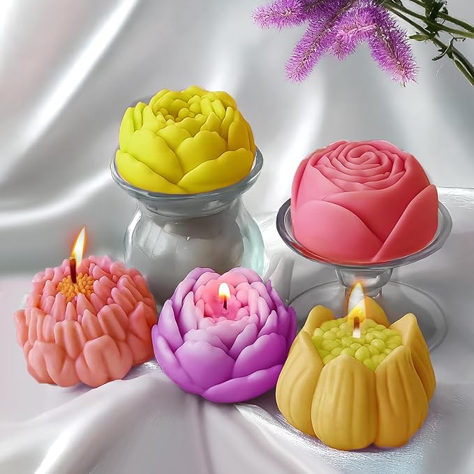 4pcs Large Flower Silicone Candle Molds, Reusable 3D Mold - Image 6