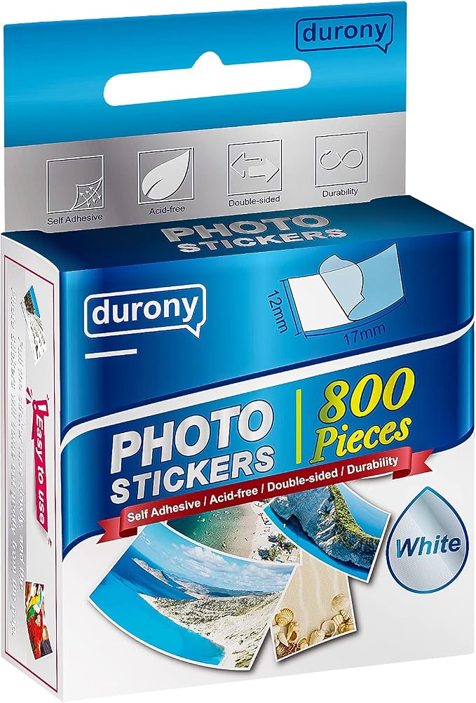 durony 800 Pieces Photo Sticker White Double-Sided Self Adhesive Photo Tapes by durony