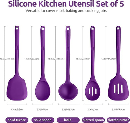 Silicone Kitchen Cooking Utensil Set: U-Taste 600ºF Heat Resistant 13.6in Extra - Image 2