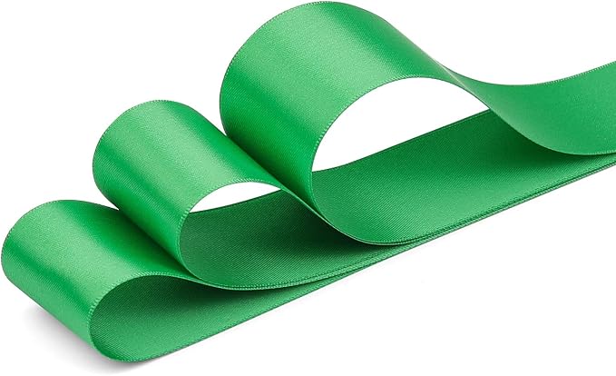 Humphrey's Craft 1-1/2 Inch Fern Green Double Faced Satin Ribbon - Image 2