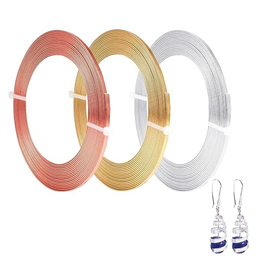 Cinvo 3 Rolls Flat Craft Wire Jewelry Wire Flexible Aluminum Wire Tarnish by Cinvo