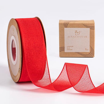 1 Inch Wide Sheer Chiffon Ribbon by JINGLESTAR