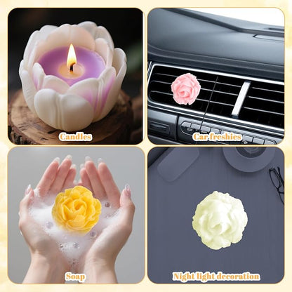 3 Cavity Rose Candle Molds, Silicone Flower Molds - Image 7