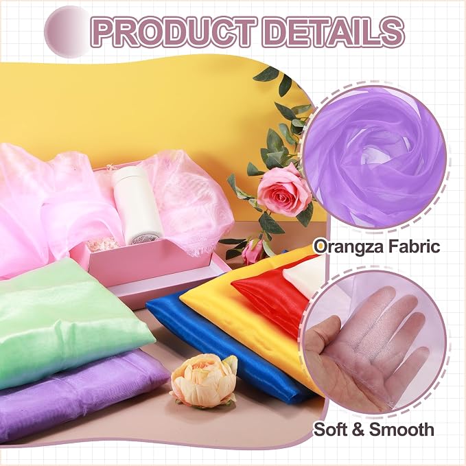 MECCANIXITY Iridescent Sheer Organza Fabric, 2 Yards x 59 Inches Solid - Image 3