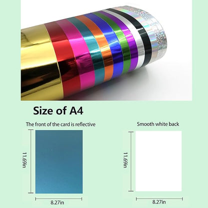 TGXRZX Metallic Lake blue Cardstock Paper, Size 8 "x 11", Mirror Finish Gold - Image 2