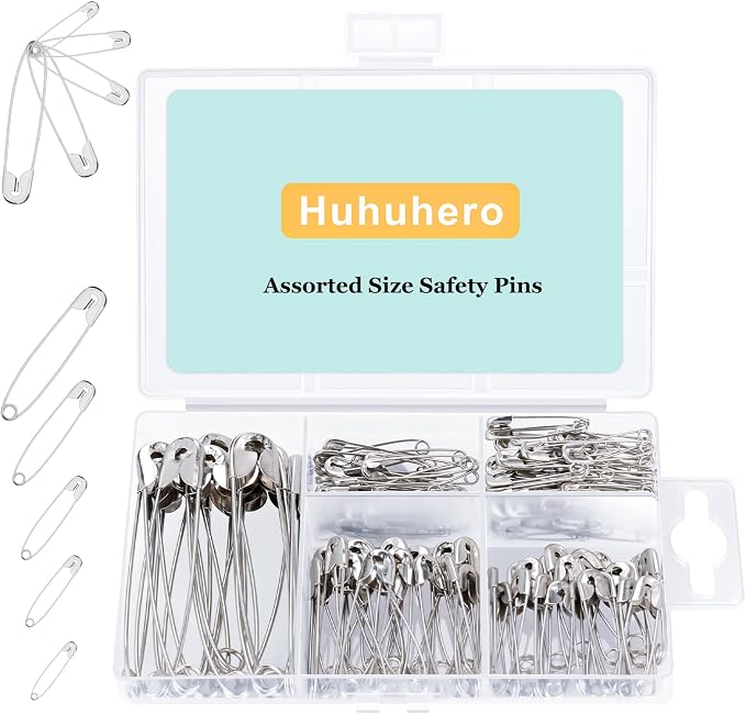 Huhuhero 150Pcs Safety Pins, Large & Small Safety Pins by Huhuhero