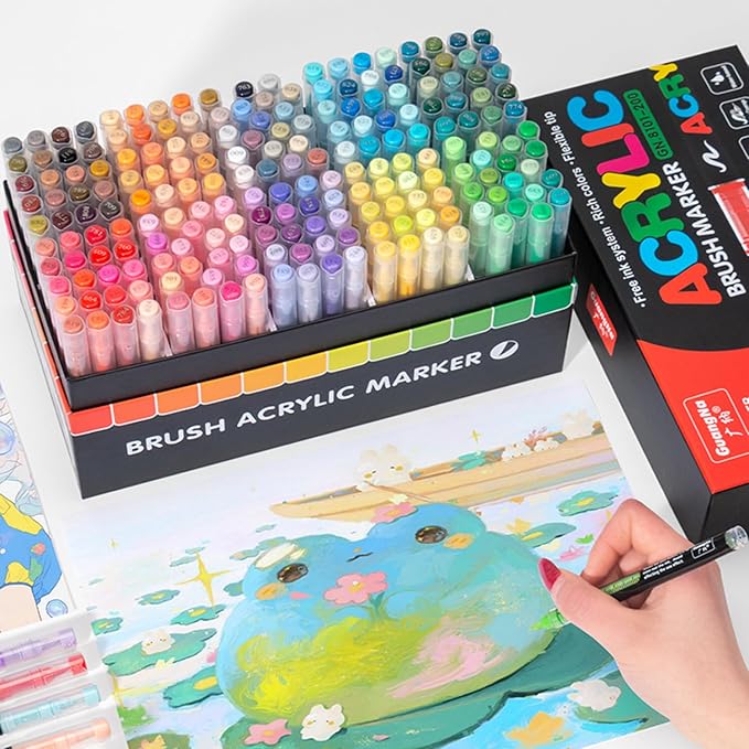 Acrylic Paint Markers Pens, 200 Vivid Colors Acrylic Markers Set, Direct Liquid - Image 4