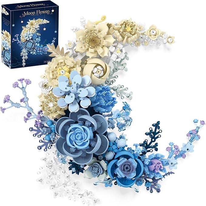 Blue Moon Flower Building Set, Botanical Collection Crescent-Shaped Artificial by Loyratche
