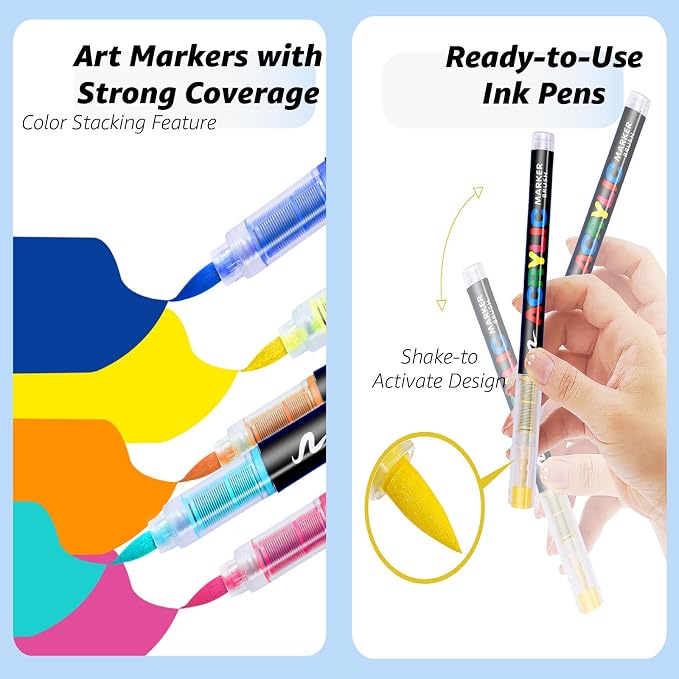36 Colors No bleeding Non-Toxic Multi-Surface Flexible Tip Acrylic Paint Brush - Image 6