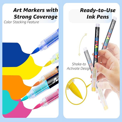 36 Colors No bleeding Non-Toxic Multi-Surface Flexible Tip Acrylic Paint Brush - Image 6