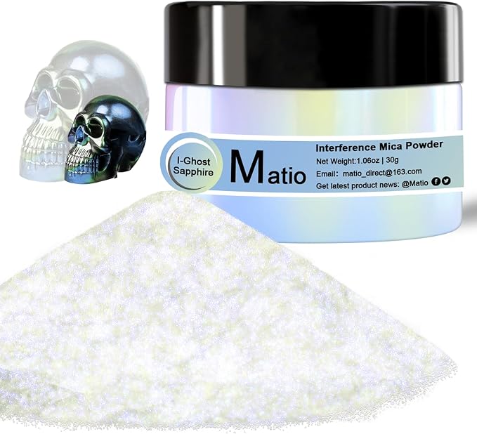 Matio Interference Mica Powder, 1.06oz/ 30g Ghost Sapphire Chrome Powder by Matio