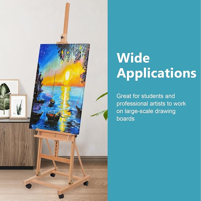 H-Frame Studio Easel, Beechwood Artist Easel - Image 8