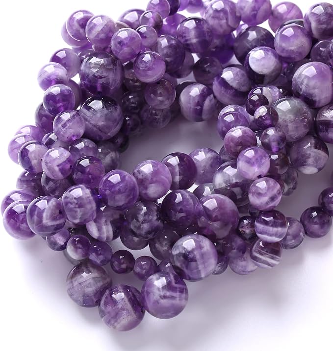 Natural Purple Dream Lace Amethysts Beads Crystal Round Loose Beads - Image 7