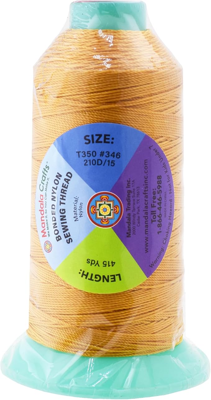 Mandala Crafts Bonded Nylon Thread Gold Heavy Duty Sewing Threads - Image 3