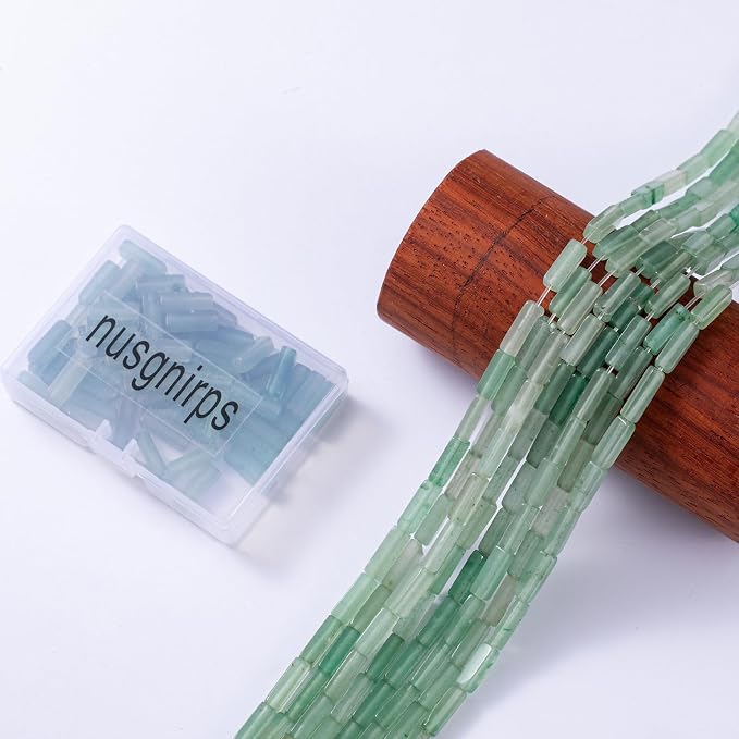 Natural Green Aventurine Rectangle Tube Beads 4x13mm 38cm/str Loose Semi - Image 6
