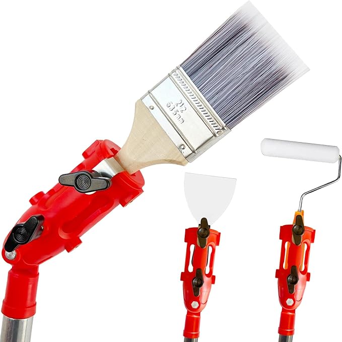 Multi Angle Paint Brush Extender V2, Long Handle Paint Brush, Extension Pole by timebetter