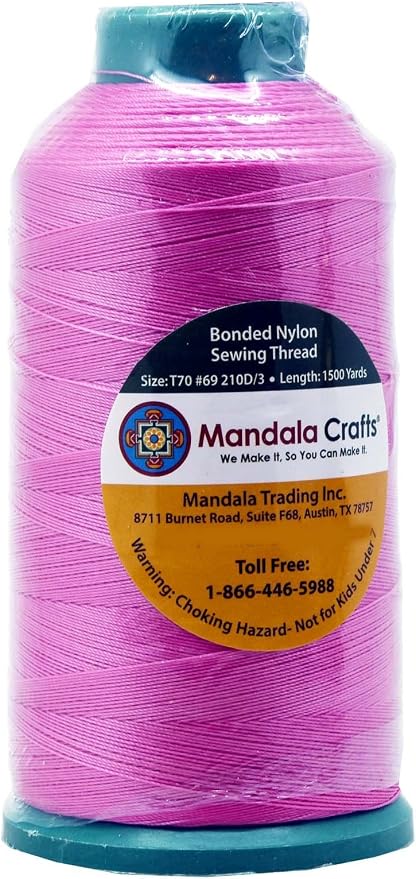 Mandala Crafts Bonded Nylon Thread Pink Heavy Duty Sewing Threads - Image 2