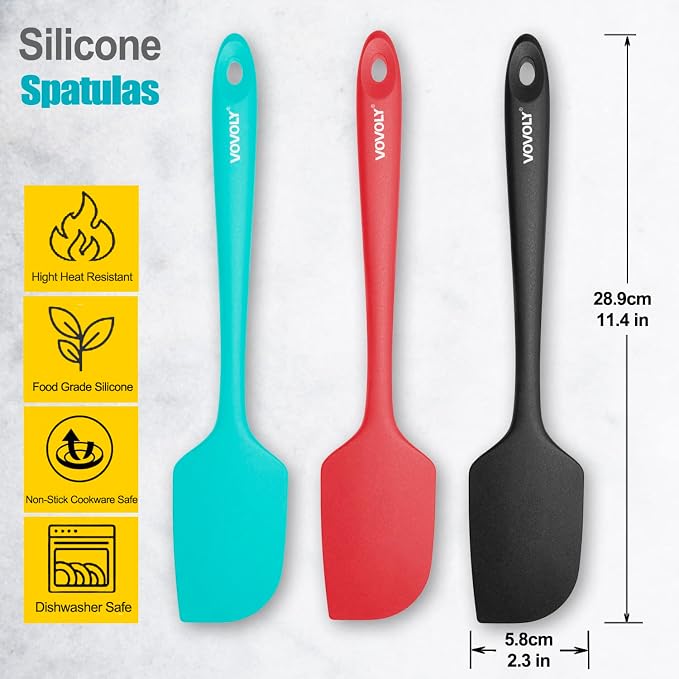 3 Pack Large Silicone Spatula for Kitchen, 600°F Heat resistant Rubber Spatulas - Image 2