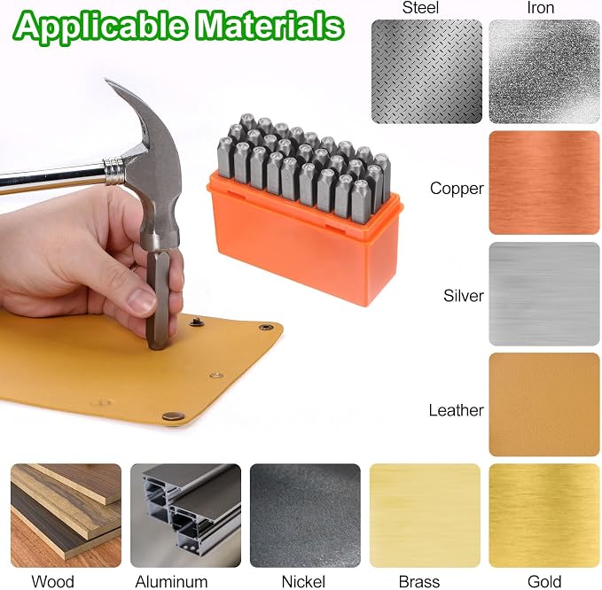 HARFINGTON 36pcs Metal Stamping Kit 1/16" Steel Uppercase Letter and Number - Image 7