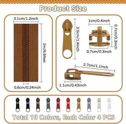 DOITEM 22.2 Yards/ 20 m 10 Pieces Assorted Colors #5 Nylon Coil Zippers - Image 3