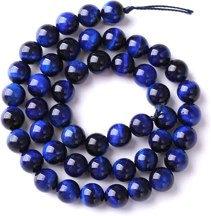 Natural Stone Lapis Blue Tiger Eye Beads Round Loose Spacer Beads - Image 3