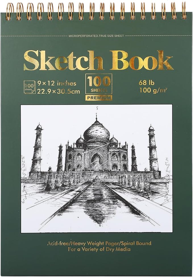 Ddaowanx 9" x 12" Sketch Book, 100 Sheets Spiral Bound Art Sketchbook, Acid by Ddaowanx
