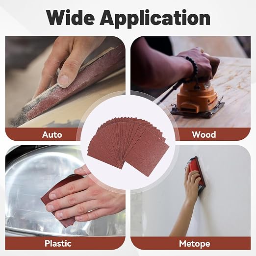 1/4 Sandpaper Sheet, 4-1/2"*5-1/2" Assorted 60-80-120-180-240 - Image 8