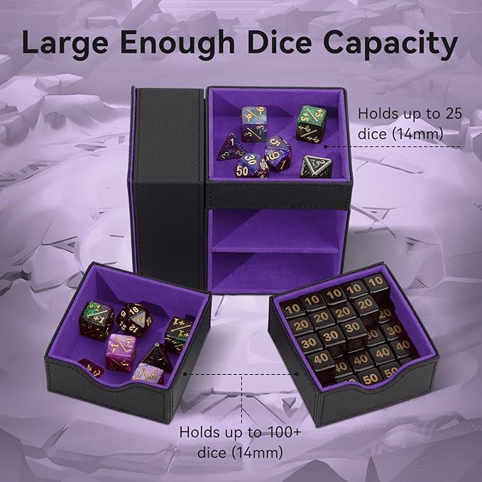 Leather Dice Tray & Tower Storage Box, 3 in 1 Dice Holder Case, Magnetic - Image 3