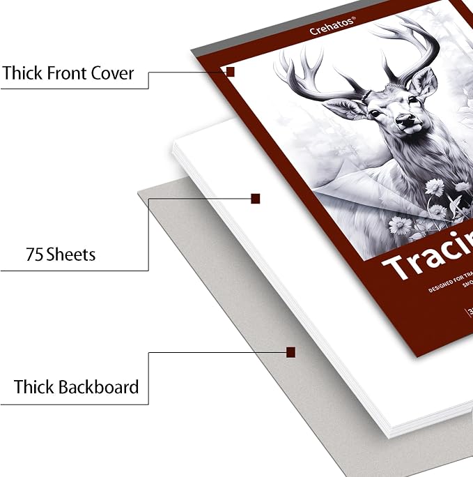 Crehatos 9" x 12" Tracing Paper, Translucent Tracing Pad, 75 Sheets 38lb/60gsm - Image 5