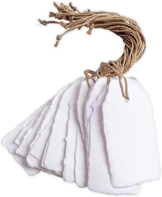Wanderings Handmade White Deckled Edge Tags by Wanderings