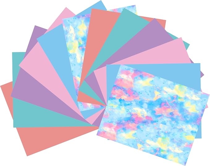 QuuCut Heat Transfer Vinyl Bundle: 12 Pack 12" x 10" Sheets, Watercolor Pattern by QuuCut