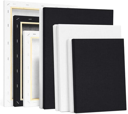 Black White Stretched Canvases for Painting Multi-Pack 3-Ea of11x14 8x10 5x7 by JenJen+Tradition