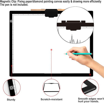 Diamond Painting Light Pad A3, LED Light Box Tracer w/Magnetic Clip & Pen Holder - Image 4