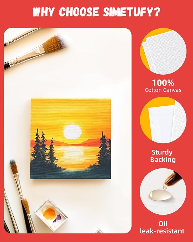Simetufy Mini Canvas Boards for Painting 12 Pack 4x4inch, Watercolor - Image 8