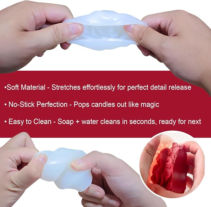 6Pcs Flower Candle Silicone Mold 3D Flower Resin Candle Molds - Image 5
