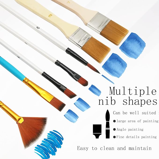 32 pcs Paint Brushes Set for Acrylic Painting, Watercolor, - Image 3