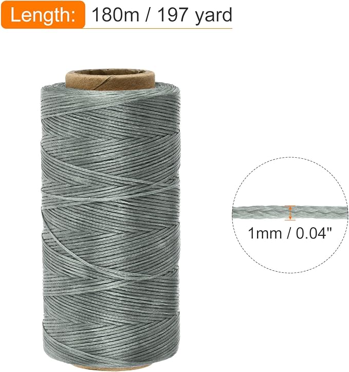 MECCANIXITY Waxed Thread, 197 Yard 1mm 210D Flat Wax Thread Polyester Waxed - Image 2