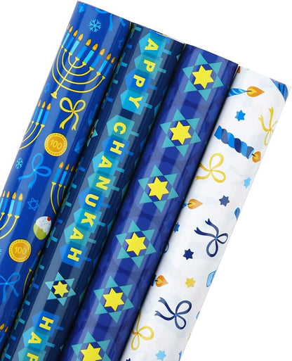 WRAPAHOLIC 30 Inch Hanukkah Wrapping Paper Roll by WRAPAHOLIC