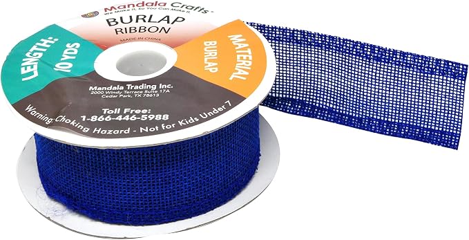 Mandala Crafts Royal Blue Burlap Ribbon 1.5 Inches Wide Jute Ribbons - Image 4