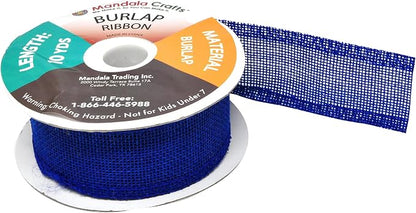 Mandala Crafts Royal Blue Burlap Ribbon 1.5 Inches Wide Jute Ribbons - Image 4