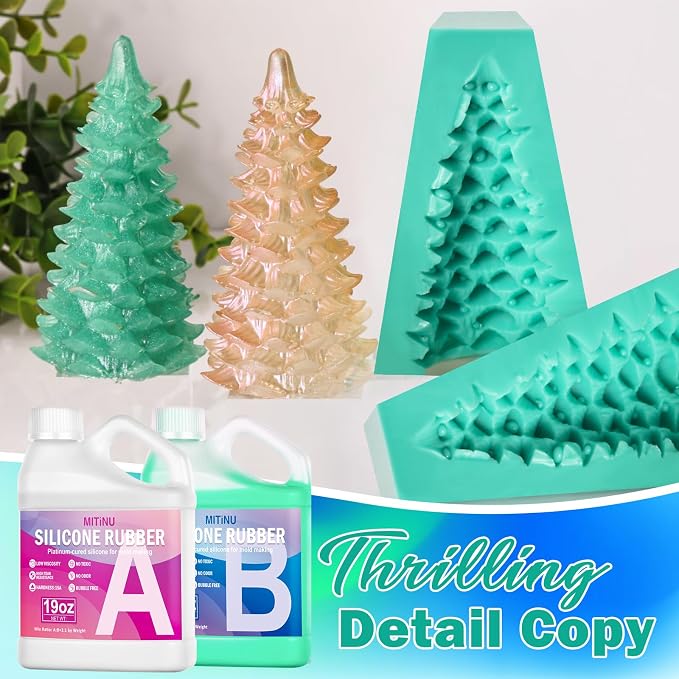 38 oz Liquid Silicone Mold Kit, 15A Rubber, 1:1 Volume Ratio, Jade Green - Image 3
