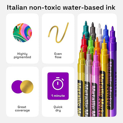 ARTISTRO 12 Metallic Paint Pens - Image 5