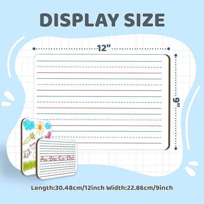 White Board Dry Erase Boards Classroom Pack Mini White Boards 9" x12” Double - Image 2